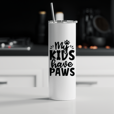 Ποτήρι θερμός μεταλλικό με καλαμάκι | My kids have paws