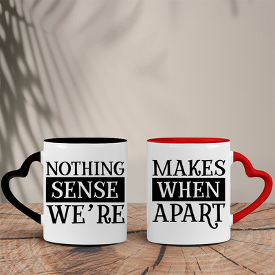 Σετ Δίχρωμες Κούπες Καρδιά | Nothing makes sense when we're apart
