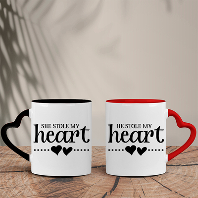 Σετ Δίχρωμες Κούπες Καρδιά | Stole His/Her Heart