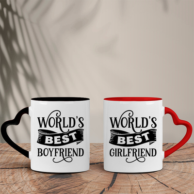 Σετ Δίχρωμες Κούπες Καρδιά | World's Best Boyfriend/Girlfriend