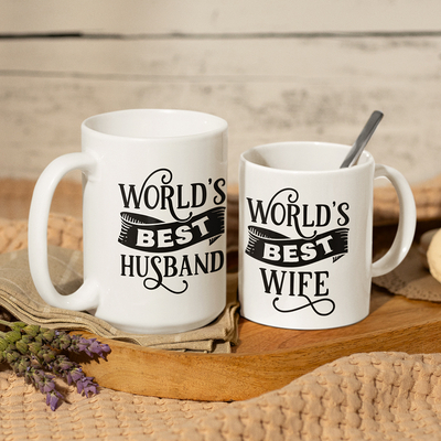 Σετ Λευκές Κούπες King-size & Queen-size | World's Best Husband/Wife