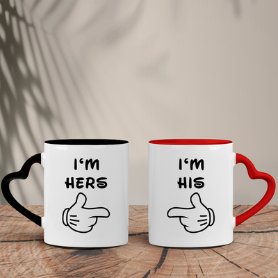 Σετ Δίχρωμες Κούπες Καρδιά | I'm His/Hers