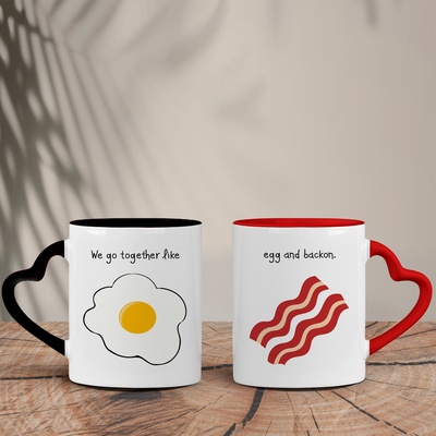 Σετ Δίχρωμες Κούπες Καρδιά | Eggs & Bacon