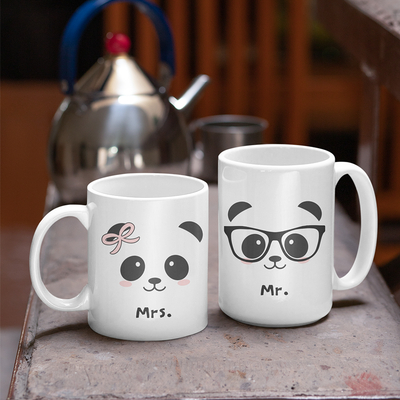 Σετ Λευκές Κούπες King-size & Queen-size | Panda Faces