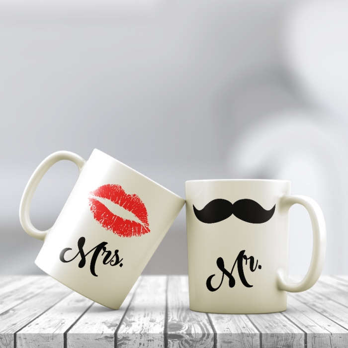 Λευκές Κούπες | Moustache &Lips