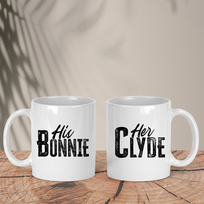 Σετ Λευκές Κούπες | His Bonnie - Her Clyde