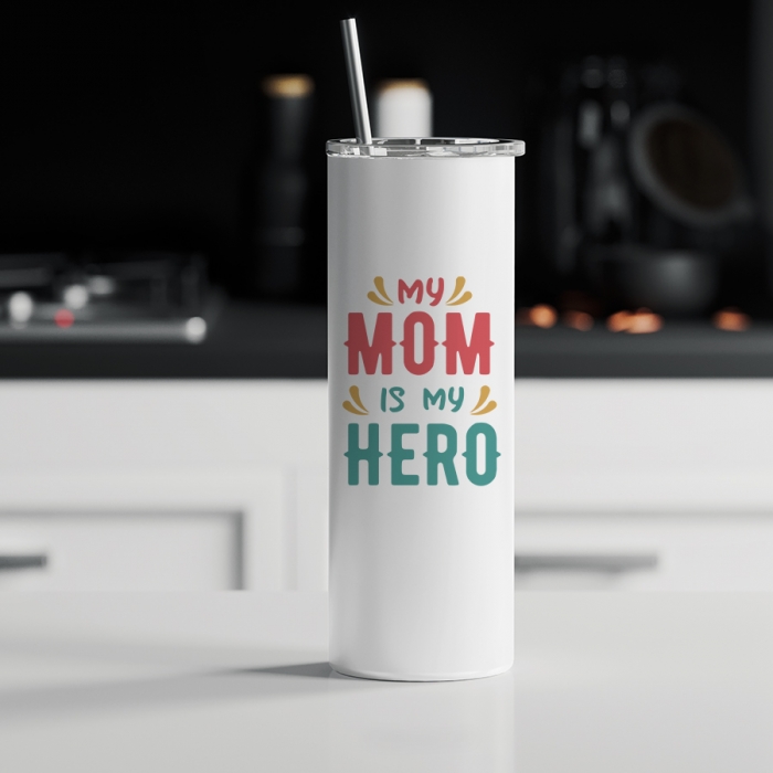 Ποτήρι θερμός μεταλλικό με καλαμάκι | My Mom is my Hero