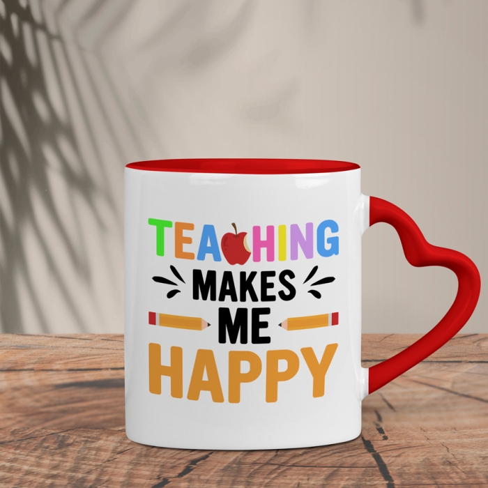 Δίχρωμη Κούπα Καρδιά | Teaching makes me happy