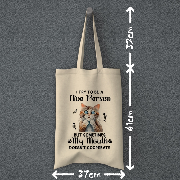 Totebag |  I try to be a nice person but sometimes my mouth doesn't cooperate