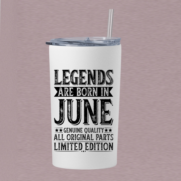 Ποτήρι θερμός μεταλλικό με καλαμάκι 15OZ/ 443ML | Legends are born in June