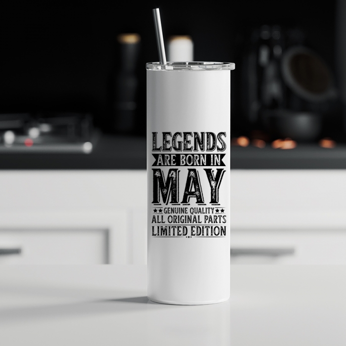 Ποτήρι θερμός μεταλλικό με καλαμάκι | Legends are born in May 2