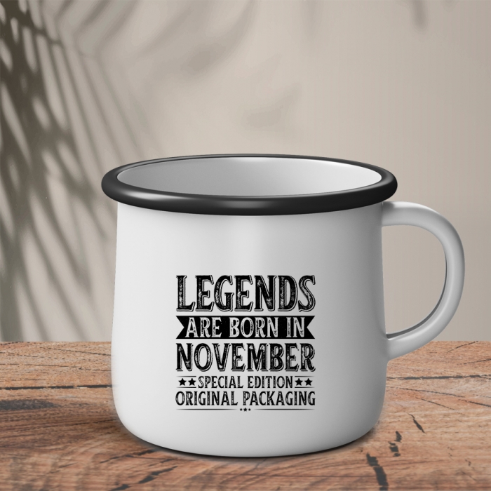 Εμαγιέ Κούπα | Άσπρο ~ Μαύρο | Legends are born in November