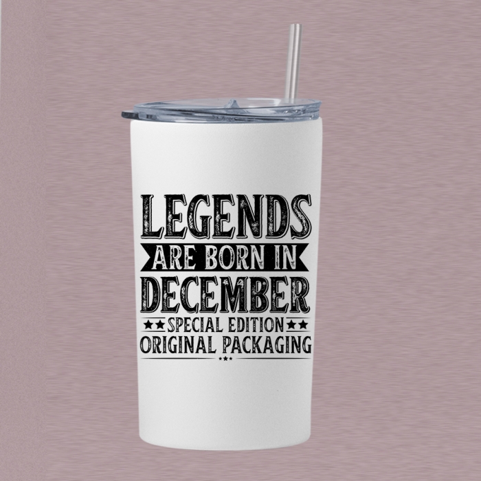 Ποτήρι θερμός μεταλλικό με καλαμάκι 15OZ/ 443ML | Legends are born in  December