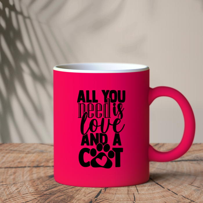 Φωσφοριζέ Κούπα Φουξ | All you need is love and a cat