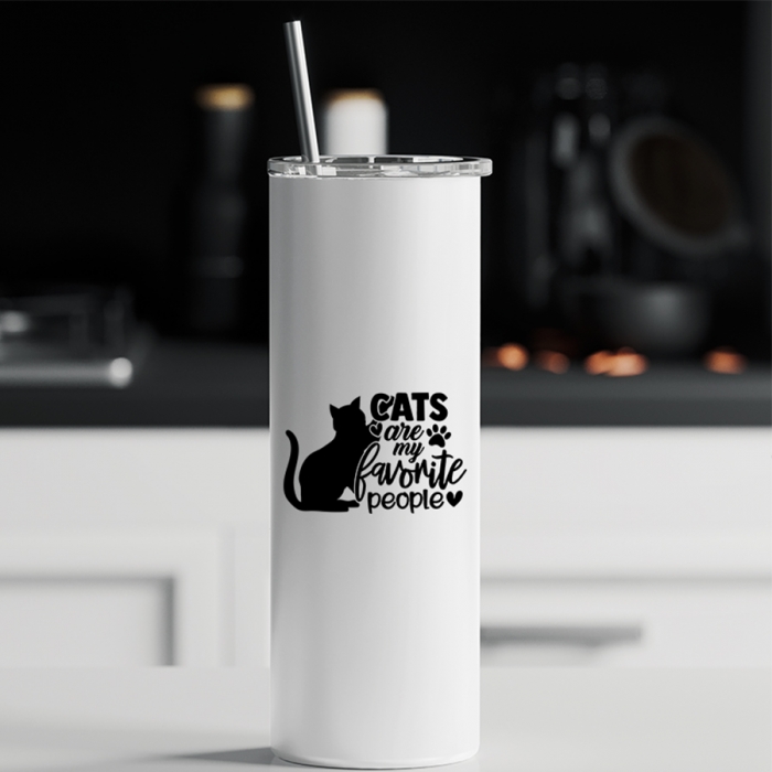 Ποτήρι θερμός μεταλλικό με καλαμάκι | Cats are my favorite people