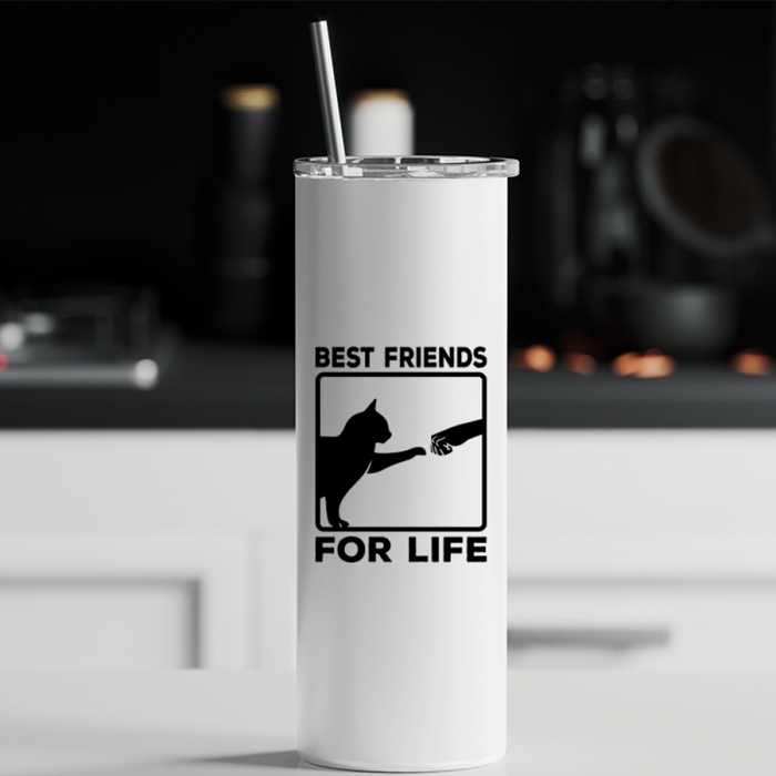 Ποτήρι θερμός μεταλλικό με καλαμάκι | Best friends for life