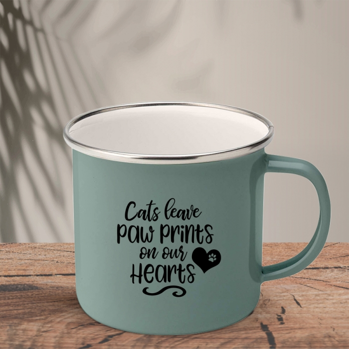 Εμαγιέ Κούπα | Cats leave paw prints on our hearts
