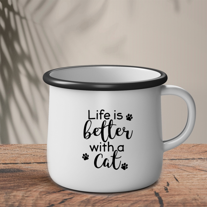 Εμαγιέ Κούπα | Life is better with a cat