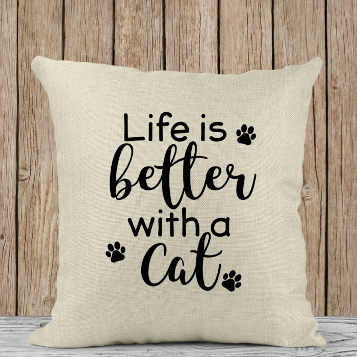 Μαξιλάρι Λινό | Life is better with a cat