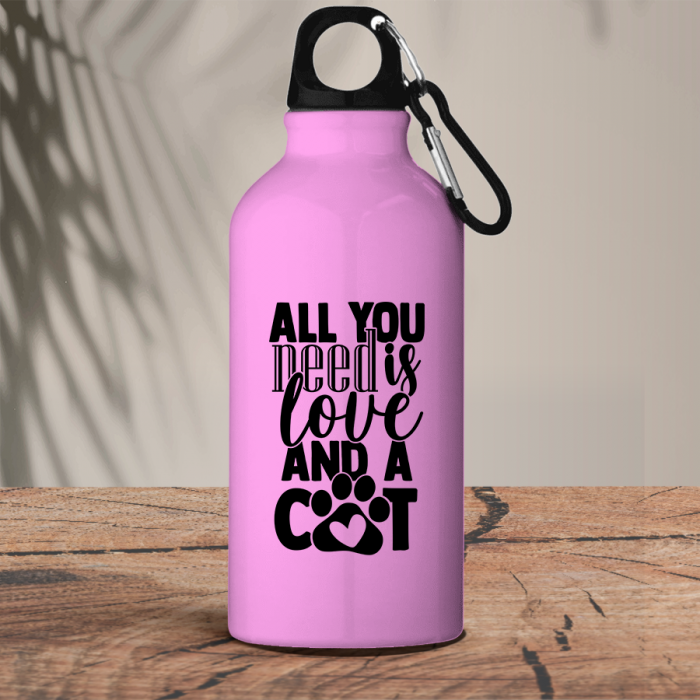 Μεταλλικό μπουκάλι θερμό 600 ml | All you need is love and a cat