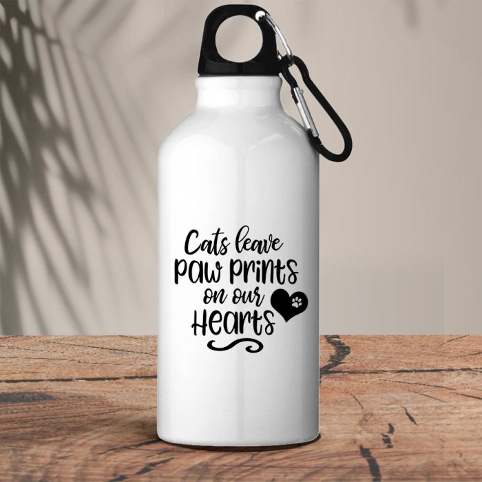 Μεταλλικό μπουκάλι θερμό αλουμινίου 600 ml | Cats leave paw prints on our hearts