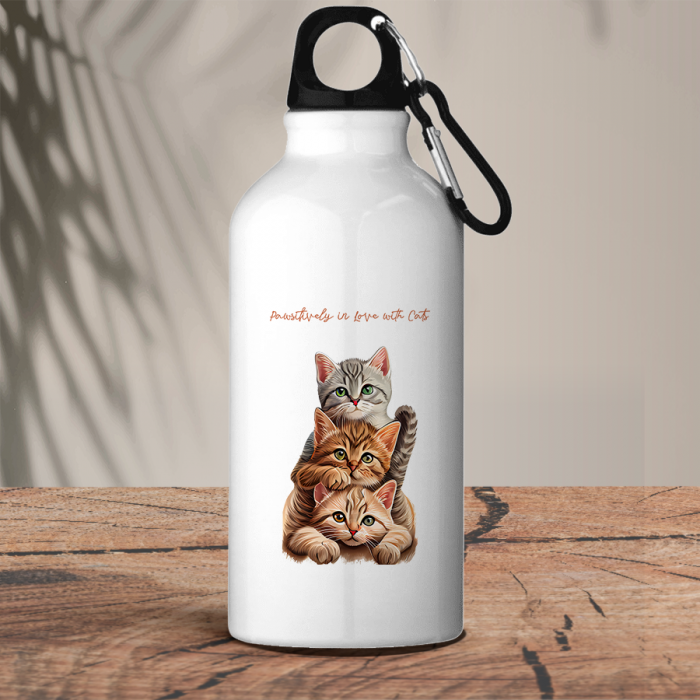 Μεταλλικό μπουκάλι θερμό αλουμινίου 600 ml | Pawsitively in love with cats