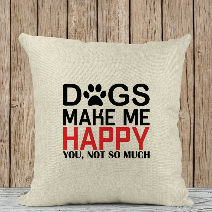 Μαξιλάρι Λινό | Dogs make me happy