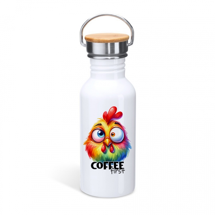 Μπουκάλι με καπάκι μπαμπού | Coffee first