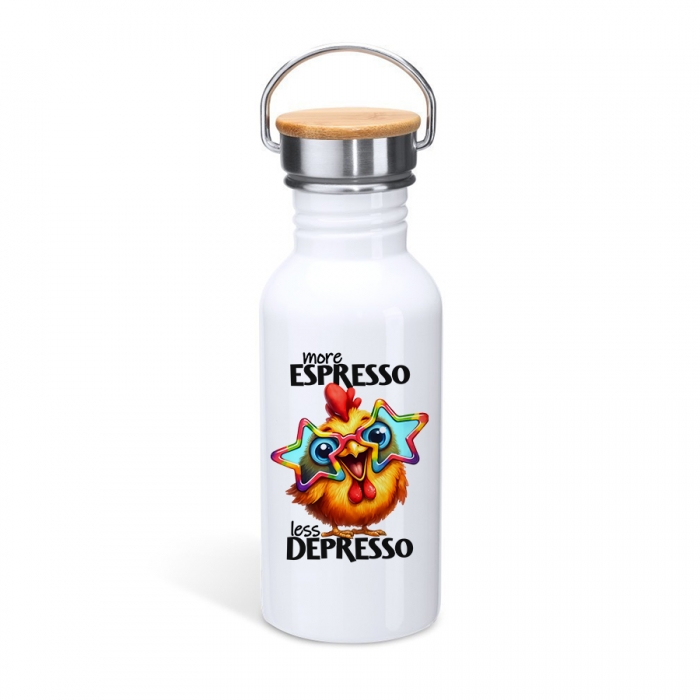 Μπουκάλι με καπάκι μπαμπού | More espresso Less depresso