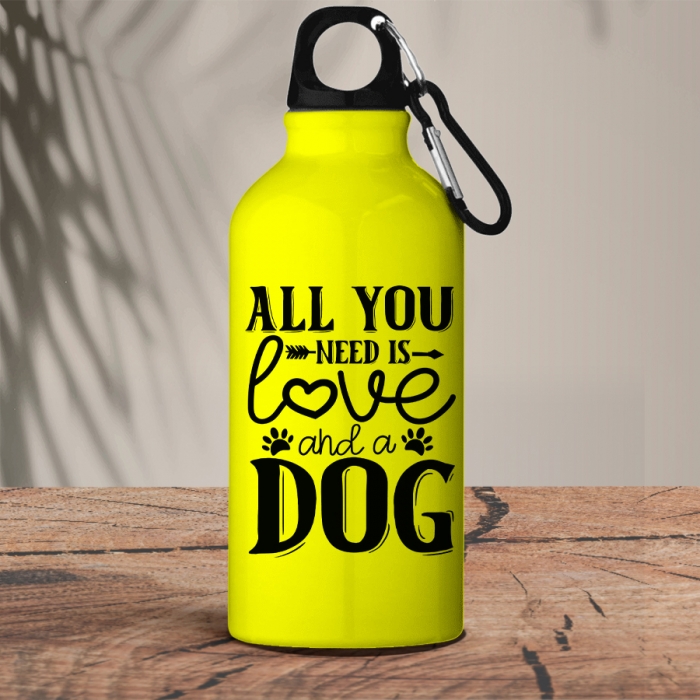 Μεταλλικό μπουκάλι θερμό αλουμινίου 600 ml | All you need is love and a dog