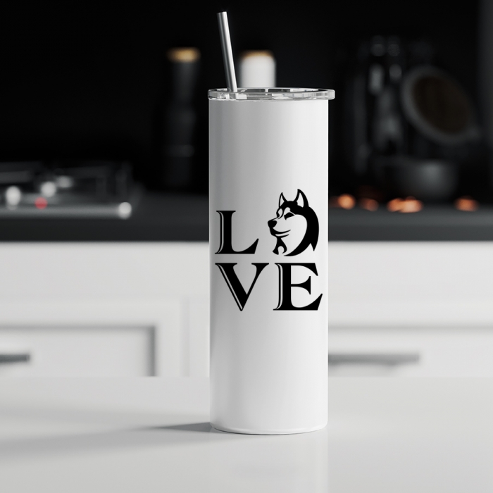 Ποτήρι θερμός μεταλλικό με καλαμάκι | LOVE 1