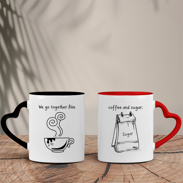 Σετ Δίχρωμες Κούπες Καρδιά | Coffee & Sugar