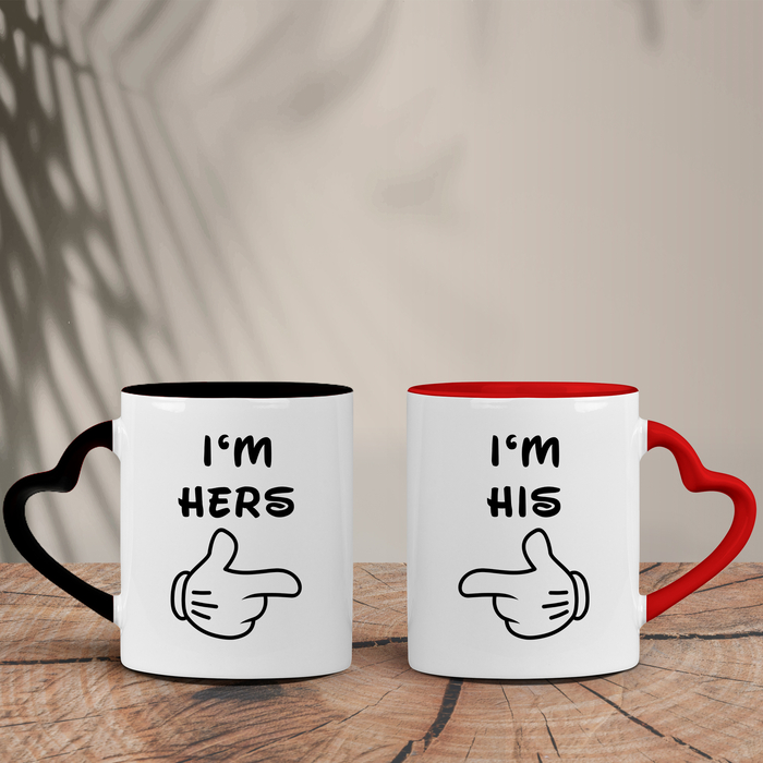 Σετ Δίχρωμες Κούπες Καρδιά | I'm His/Hers