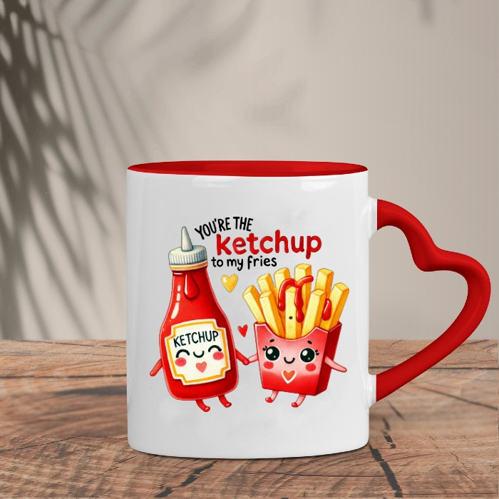 Δίχρωμη Κούπα Καρδιά | Ketchup to my Fries